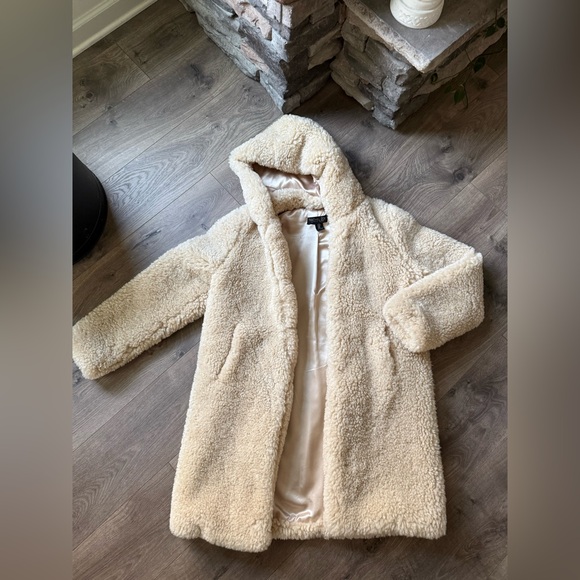 Rachel Zoe Jackets & Blazers - Rachel Zoe Cream Hooded Teddy Coat